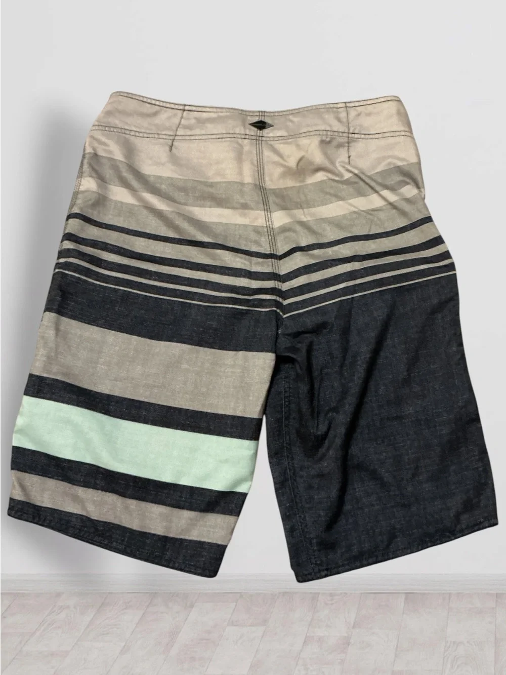 O'Neill Men's Striped Boardshorts in Beige, Black & Mint